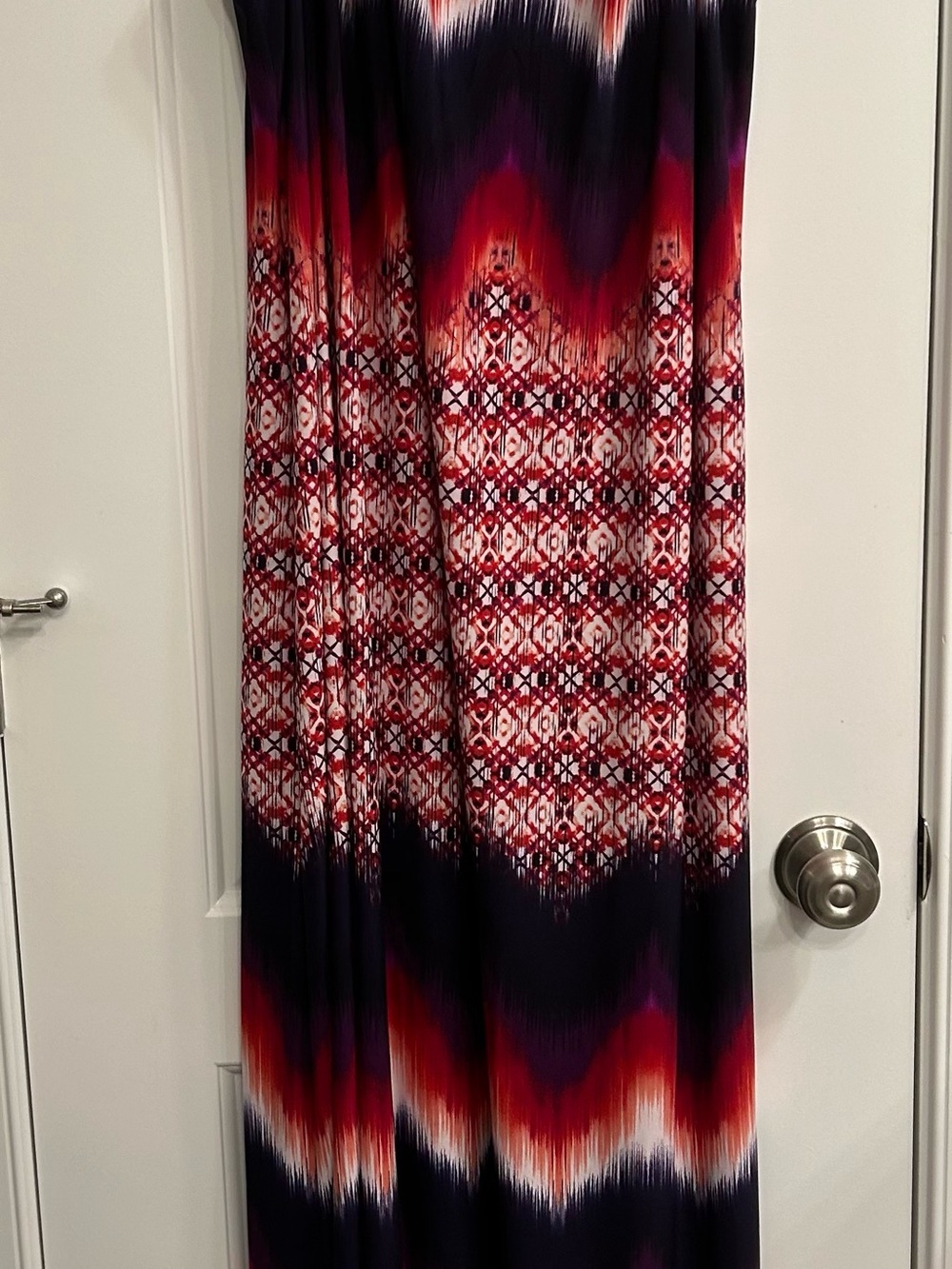 Catherines Red Navy & White Patterned Curtain Panel